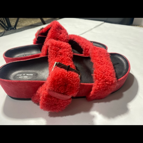 Rag & Bone Coral Shearing Chunky Platform Evin Slip On Woman’s Buckle Sandals 11 - Picture 5 of 16